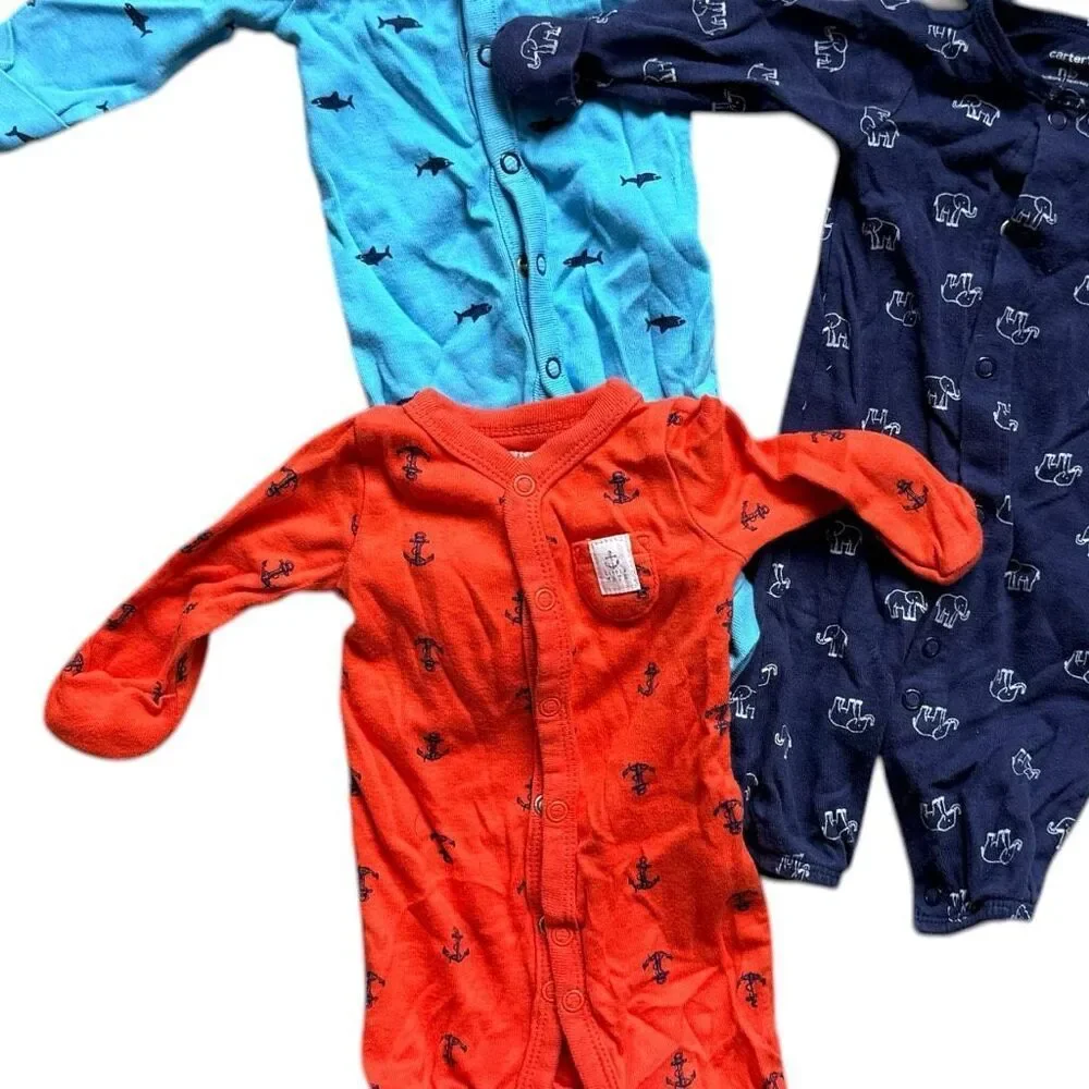 Baby Boys Carters Cotton Lightweight Footless Sleeper Pajamas - Sz N Newborn